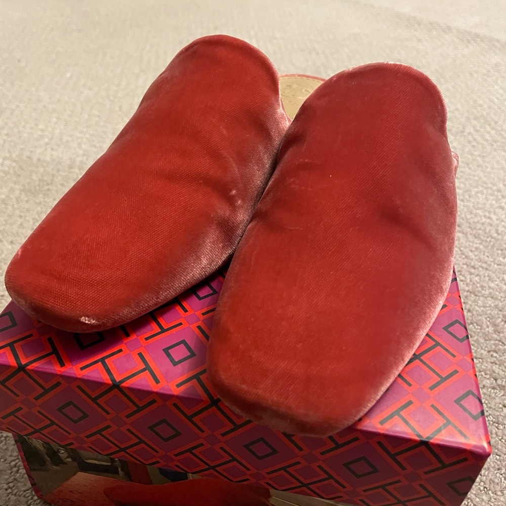 Tory Burch  Carlotta pink velvet Mules